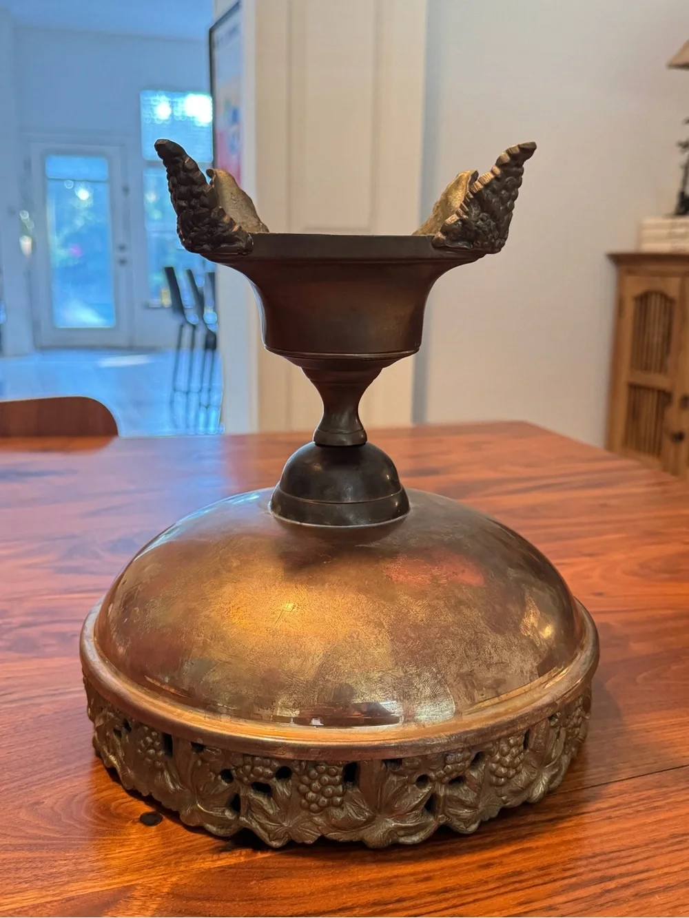 Andrea By Sadek Brass Compote Planter Pedestal Grapevine Detail 9.5